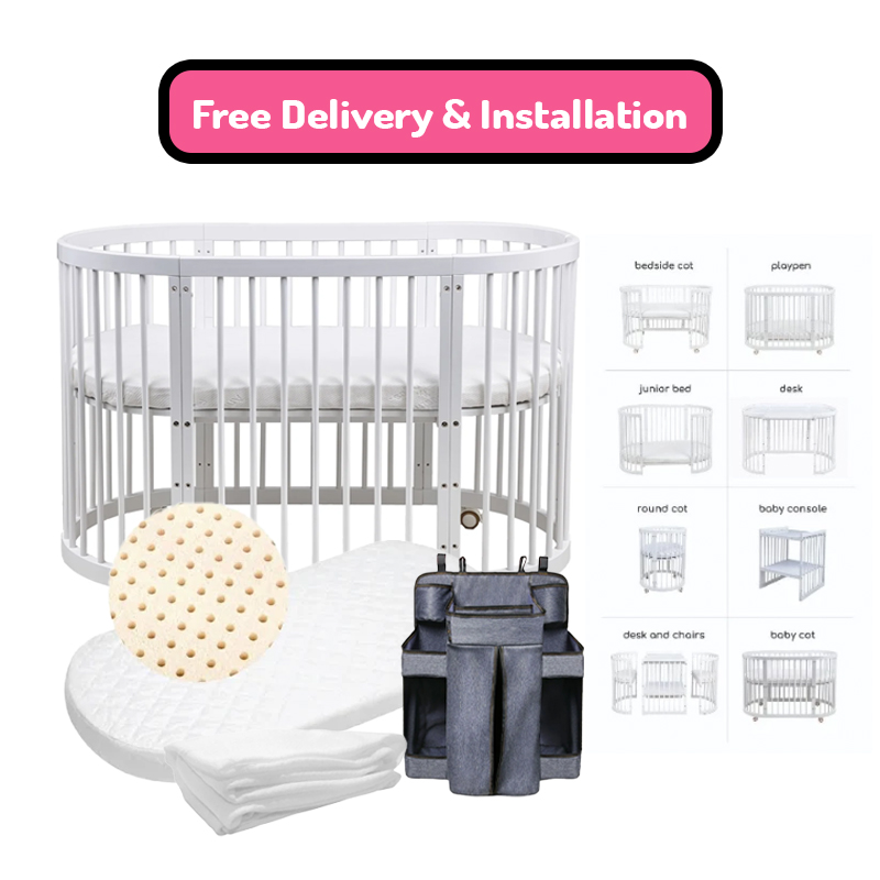 Bonbijou Doozy 7-in-1 Convertible Baby Cot Bundle + Free delivery & Installation